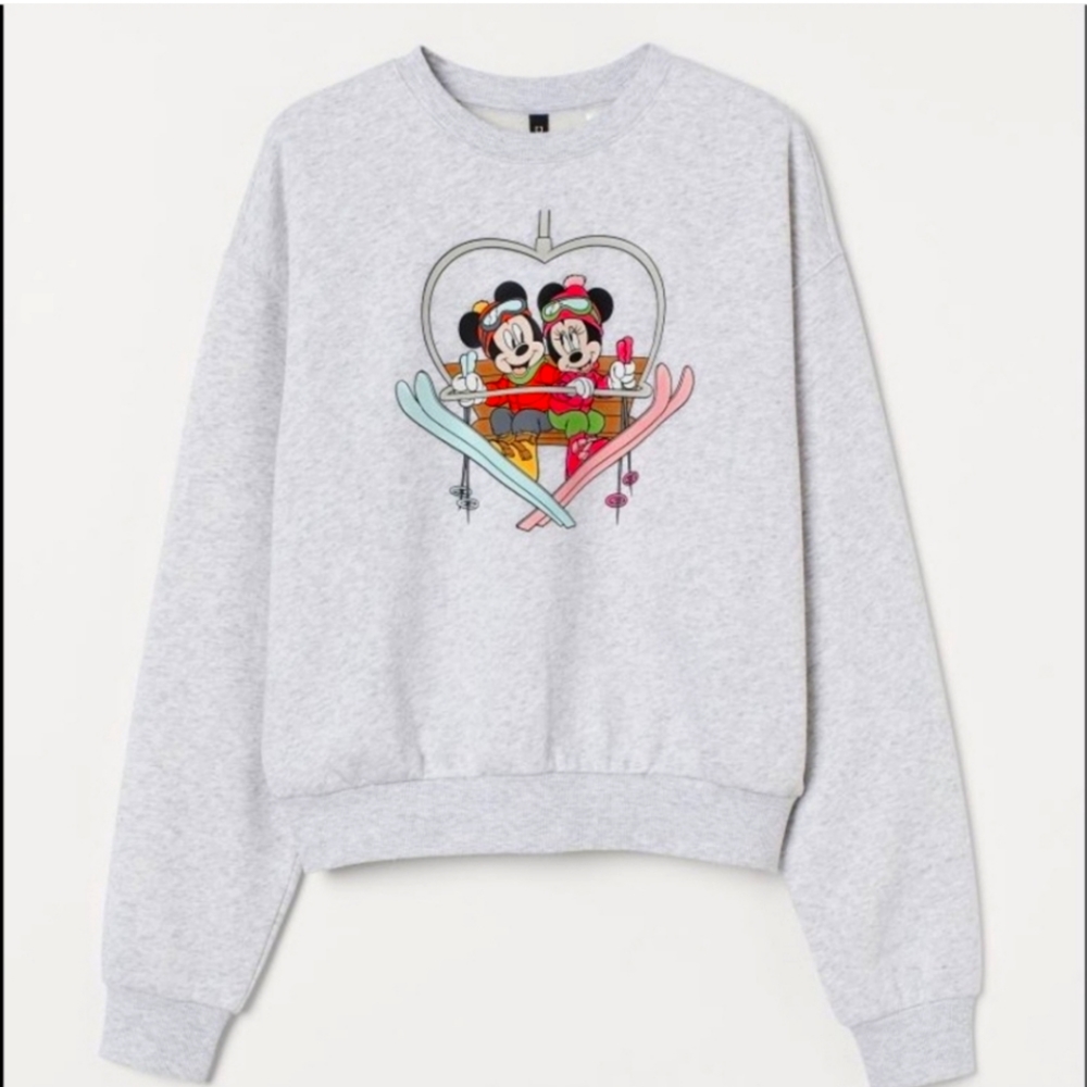 Beautiful Mickey and Minnie Ski Crew Neck